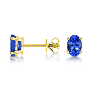 2.00 ct Tanzanite Stud Earrings 14K yellow Gold