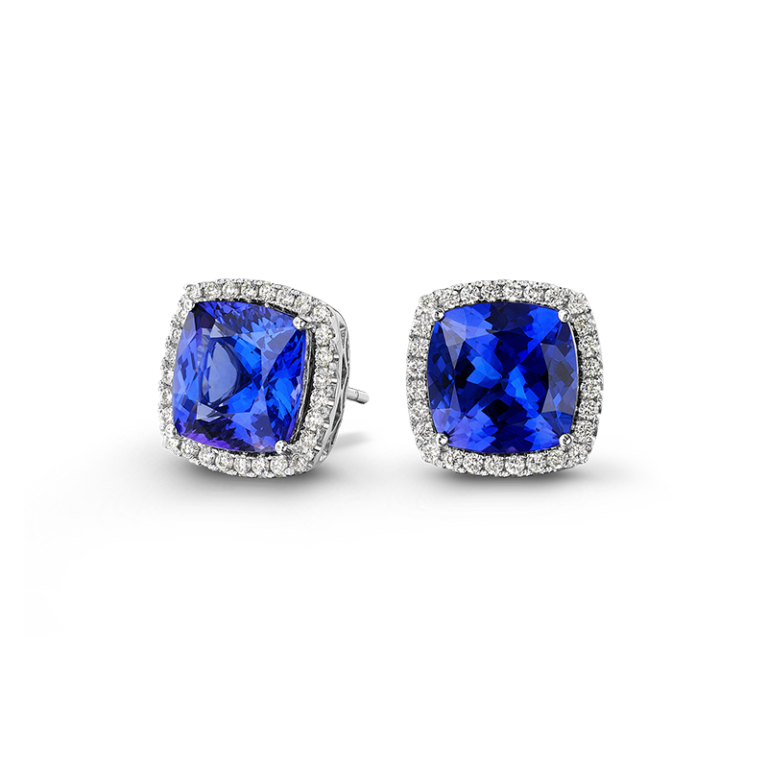 Exceptional Tanzanite Cushion Cut Earrings 3.56 Carats - Tanzanite ...