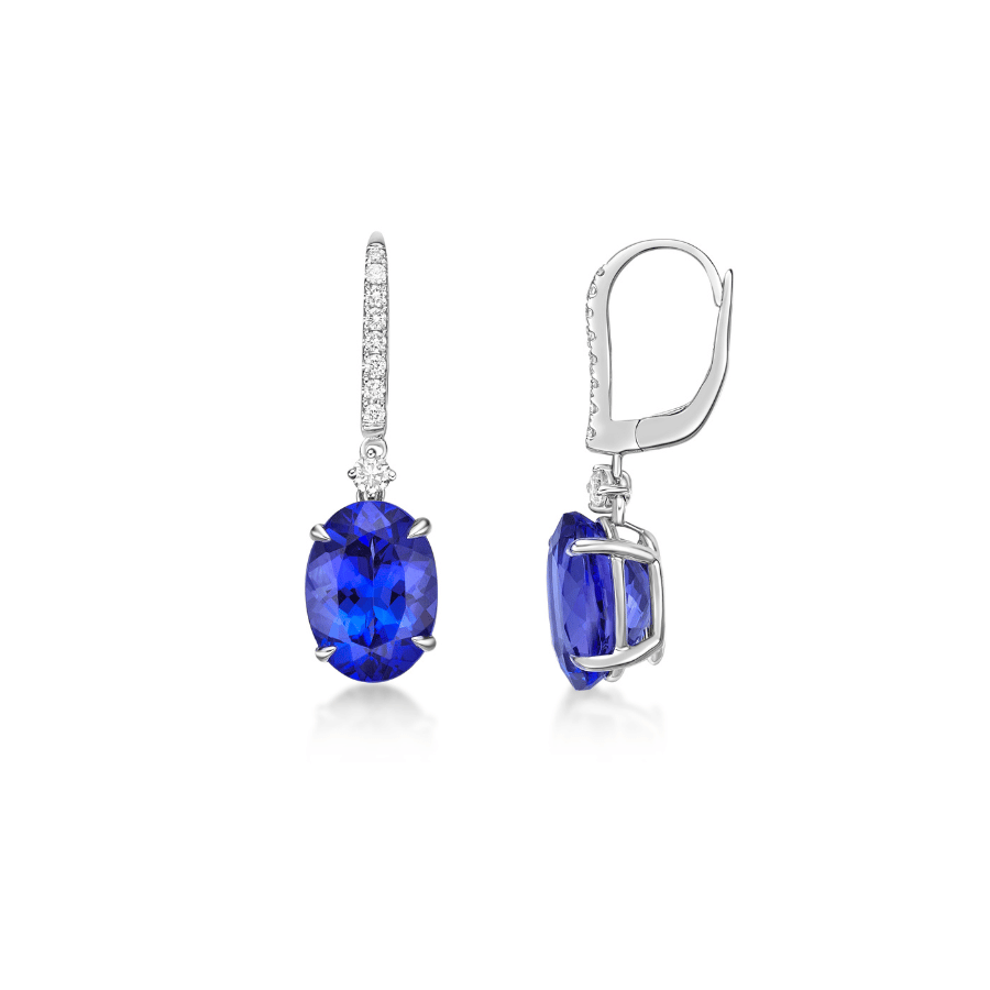Tanzanite Diamond Drop Earrings - Exceptional - Tanzanite Direct ...